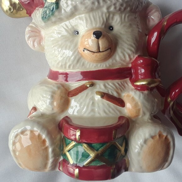 FITZ & FLOYD Christmas Teddy Bear Porcelain Pitcher - Picture 13 of 13